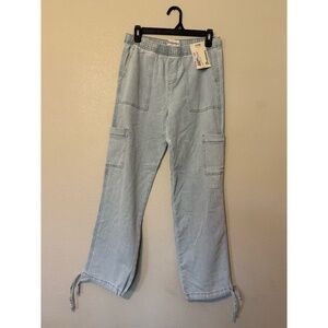 No Boundaries | Light Wash Wide Leg Utility Jeans w/ Drawstring Cuff